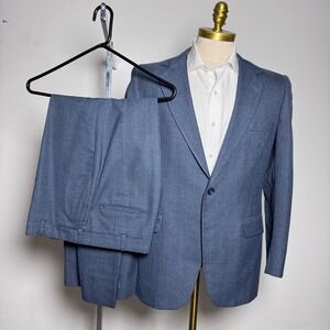 John Alexander Suit Mens 40R 36x28 Blue Pinstripe Vintage 2-Button Made in USA
